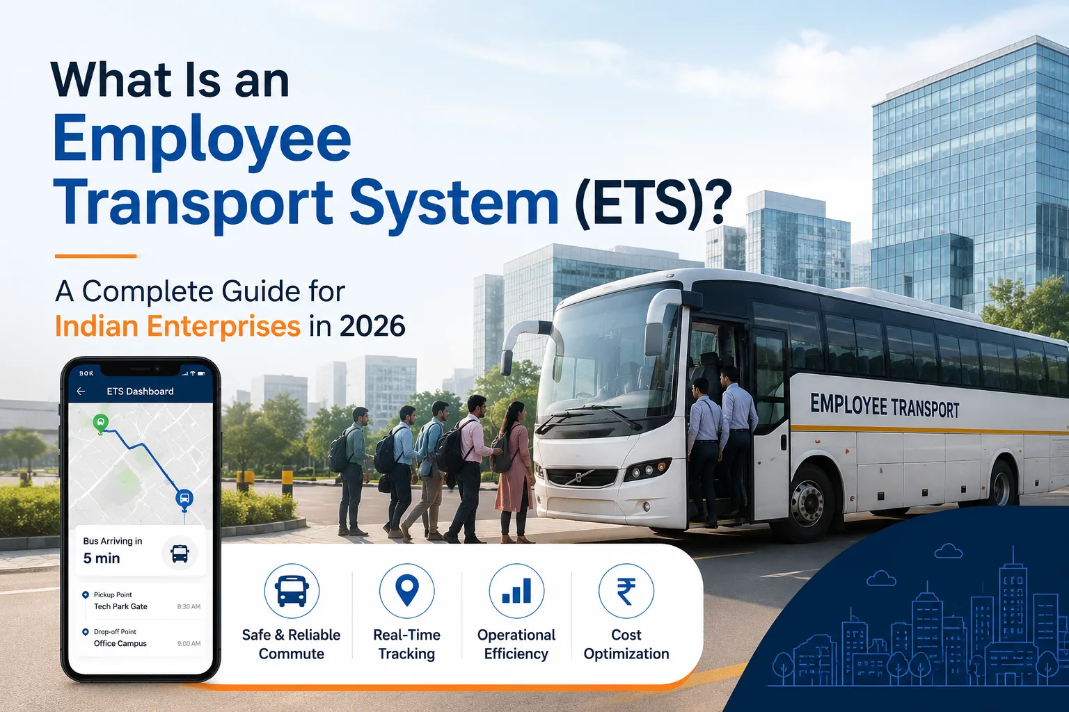 Employee transport system dashboard showing route optimisation, live tracking, and vendor billing for Indian enterprise corporate cab management