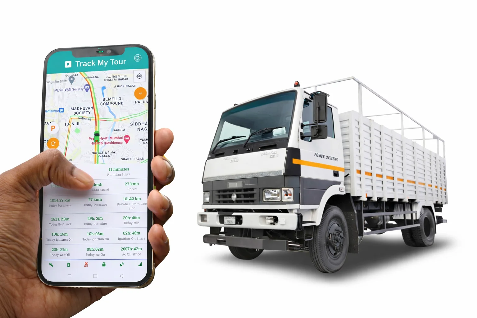 Live GPS vehicle tracking map showing tour fleet locations across Indian cities