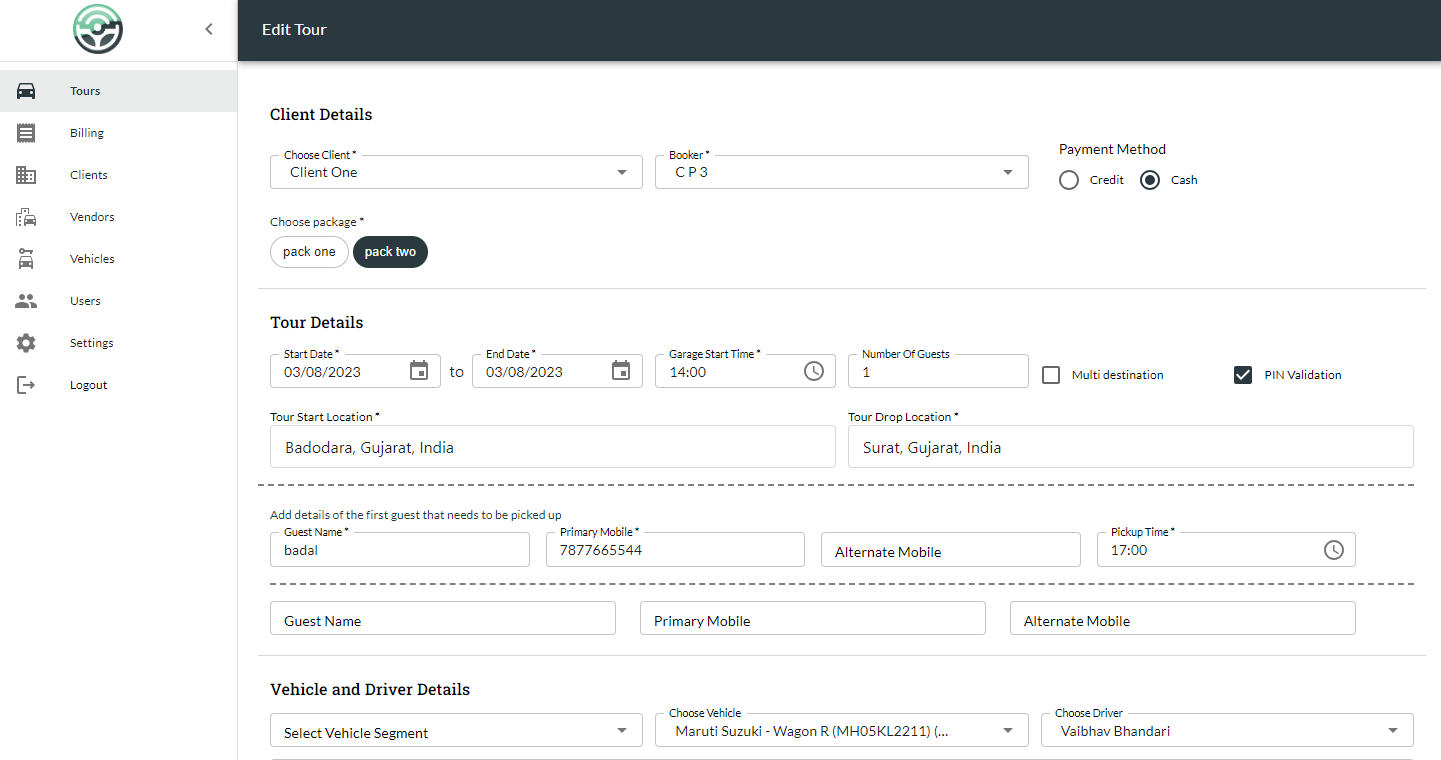 Taxi dispatch software
