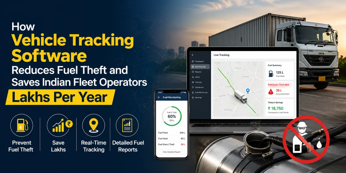 Vehicle tracking software fuel monitoring dashboard showing GPS-verified mileage vs driver-reported consumption for Indian fleet operators